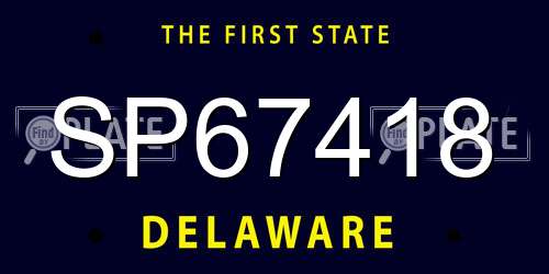 SP67418 Delaware License Plate