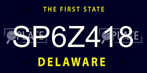SP6Z418 Delaware License Plate