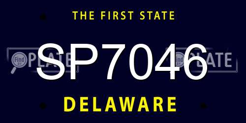 SP7046 Delaware License Plate