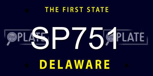 SP751 Delaware License Plate