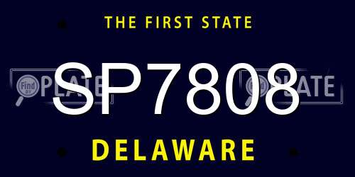 SP7808 Delaware License Plate