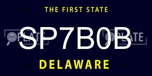SP7B0B Delaware License Plate
