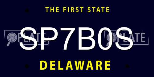 SP7B0S Delaware License Plate
