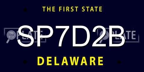 SP7D2B Delaware License Plate