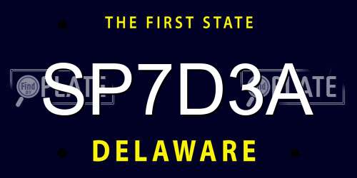 SP7D3A Delaware License Plate