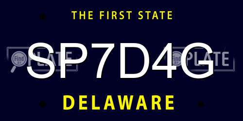 SP7D4G Delaware License Plate