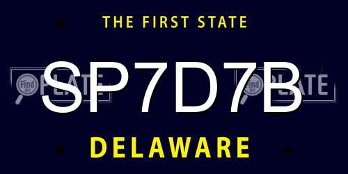 SP7D7B Delaware License Plate