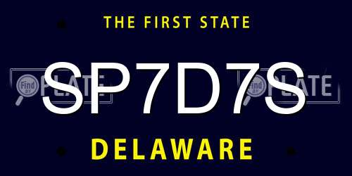 SP7D7S Delaware License Plate