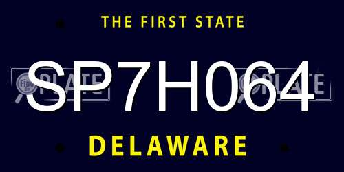 SP7H064 Delaware License Plate