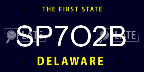 SP7O2B Delaware License Plate