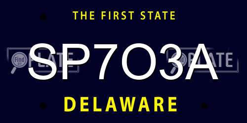 SP7O3A Delaware License Plate