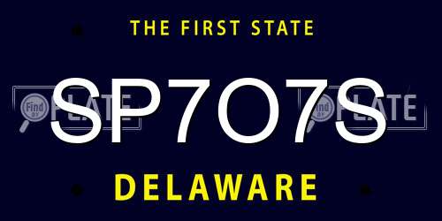 SP7O7S Delaware License Plate