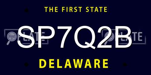 SP7Q2B Delaware License Plate