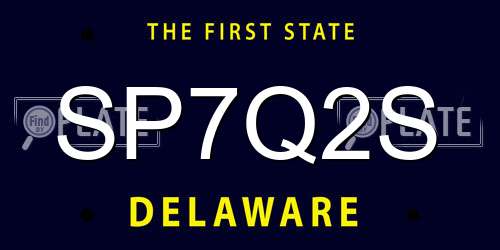 SP7Q2S Delaware License Plate