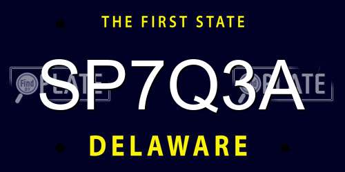 SP7Q3A Delaware License Plate