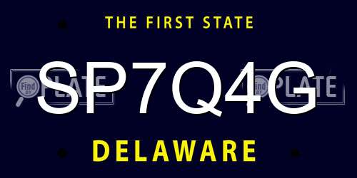 SP7Q4G Delaware License Plate