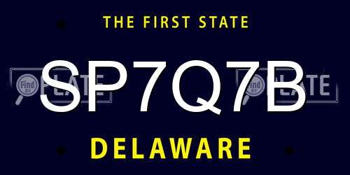 SP7Q7B Delaware License Plate
