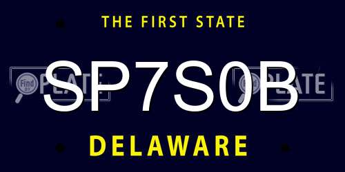SP7S0B Delaware License Plate