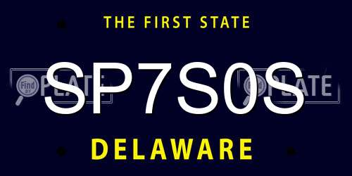 SP7S0S Delaware License Plate