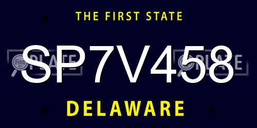 SP7V458 Delaware License Plate