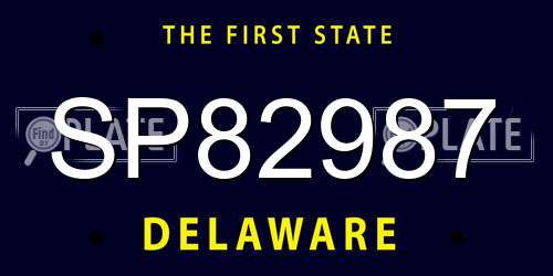 SP82987 Delaware License Plate