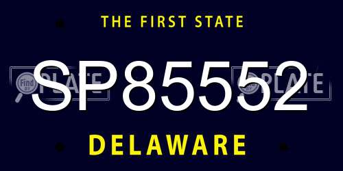 SP85552 Delaware License Plate