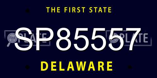 SP85557 Delaware License Plate