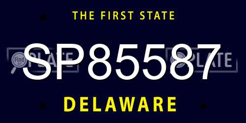 SP85587 Delaware License Plate