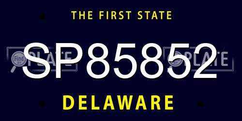 SP85852 Delaware License Plate
