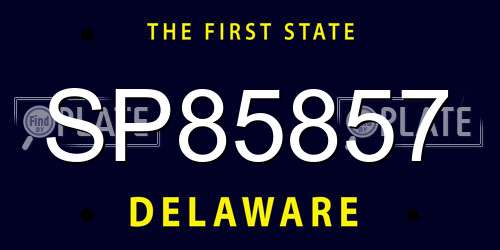 SP85857 Delaware License Plate