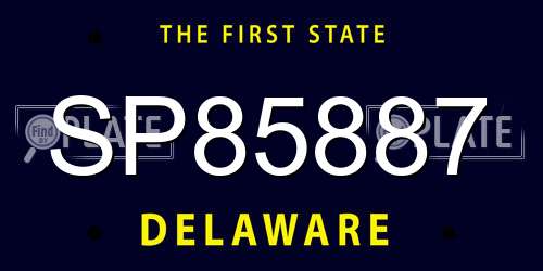 SP85887 Delaware License Plate