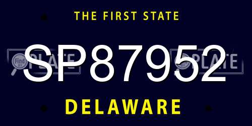 SP87952 Delaware License Plate