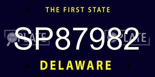 SP87982 Delaware License Plate