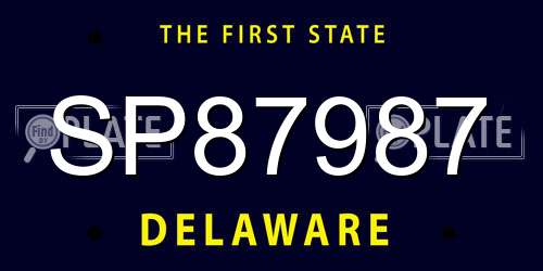 SP87987 Delaware License Plate