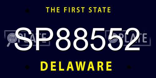 SP88552 Delaware License Plate