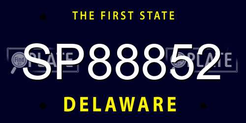 SP88852 Delaware License Plate