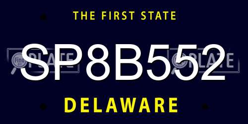 SP8B552 Delaware License Plate