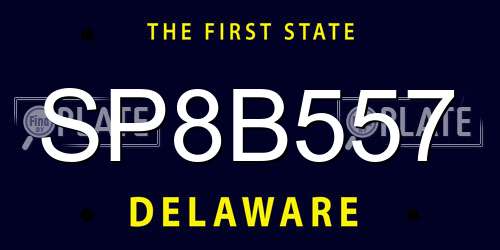 SP8B557 Delaware License Plate