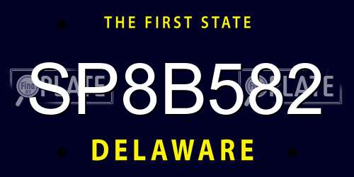 SP8B582 Delaware License Plate