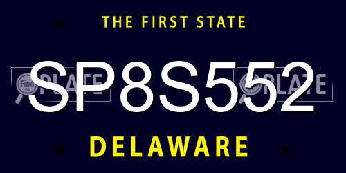 SP8S552 Delaware License Plate