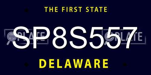 SP8S557 Delaware License Plate