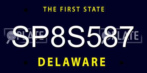 SP8S587 Delaware License Plate