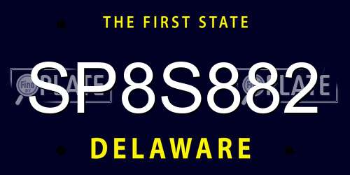 SP8S882 Delaware License Plate