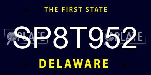 SP8T952 Delaware License Plate