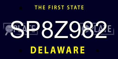SP8Z982 Delaware License Plate
