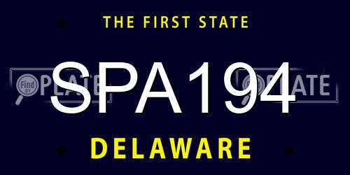 SPA194 Delaware License Plate