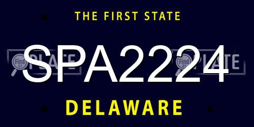 SPA2224 Delaware License Plate