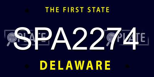SPA2274 Delaware License Plate