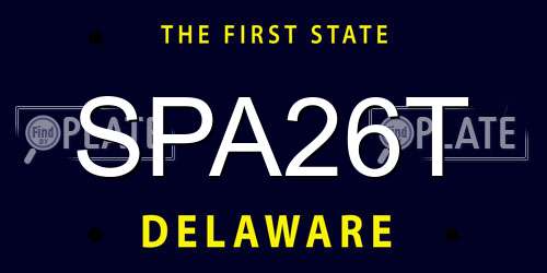 SPA26T Delaware License Plate