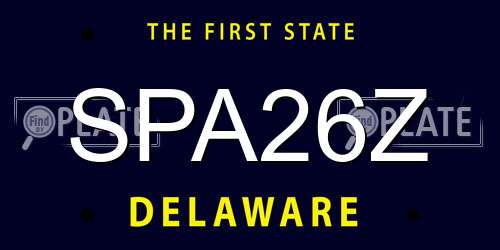 SPA26Z Delaware License Plate